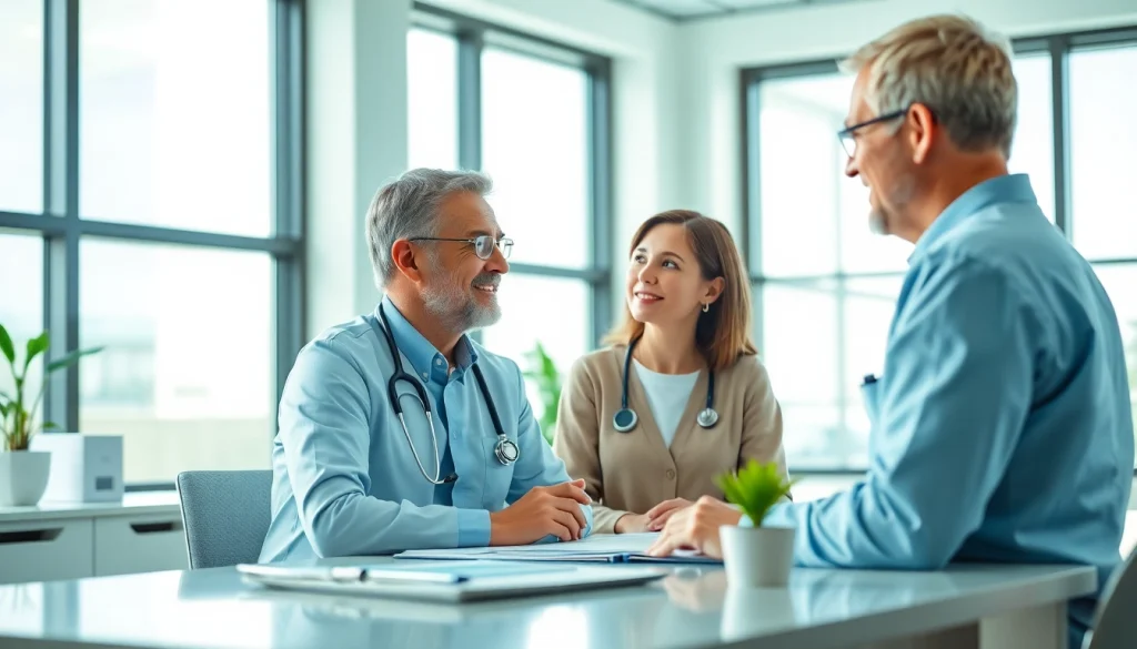 Healthcare consultation at https://www.medexdtc.com featuring a doctor and patient in a modern office.