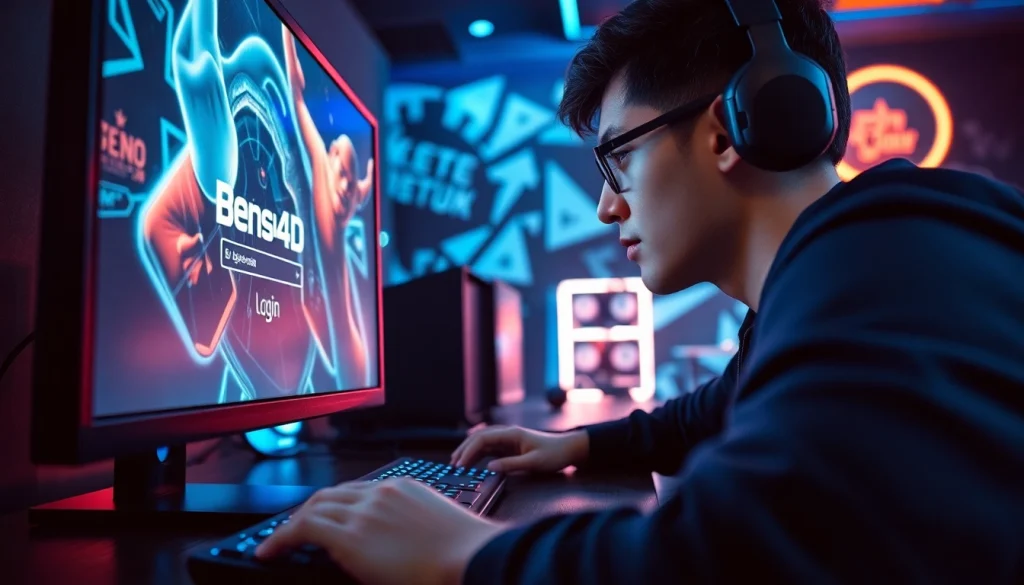 Masuk ke permainan bensu4d login game dengan estetika gaming modern yang menarik.
