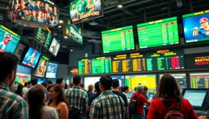 Showcasing the best sportsbooks Mexico in an energetic betting environment with enthusiastic bettors.
