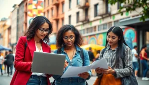 Journalists from https://2urbangirls.com engaging in research in an urban environment.
