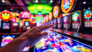 Menjalankan pengalaman menarik dari koi800 game dengan layar sentuh berwarna cerah dan lampu berkilau.