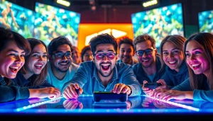 Para pemain terlibat dalam permainan hakim4d game dengan ekspresi semangat dan fokus.