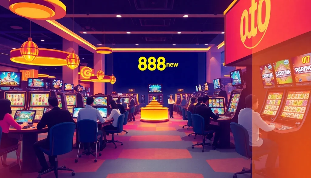 Exciting scene of players engaging with games at 888new online casino.