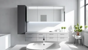 Bewundern Sie den eleganten sonni Spiegelschrank mit modernem Design und praktischen LED-Lichtern.