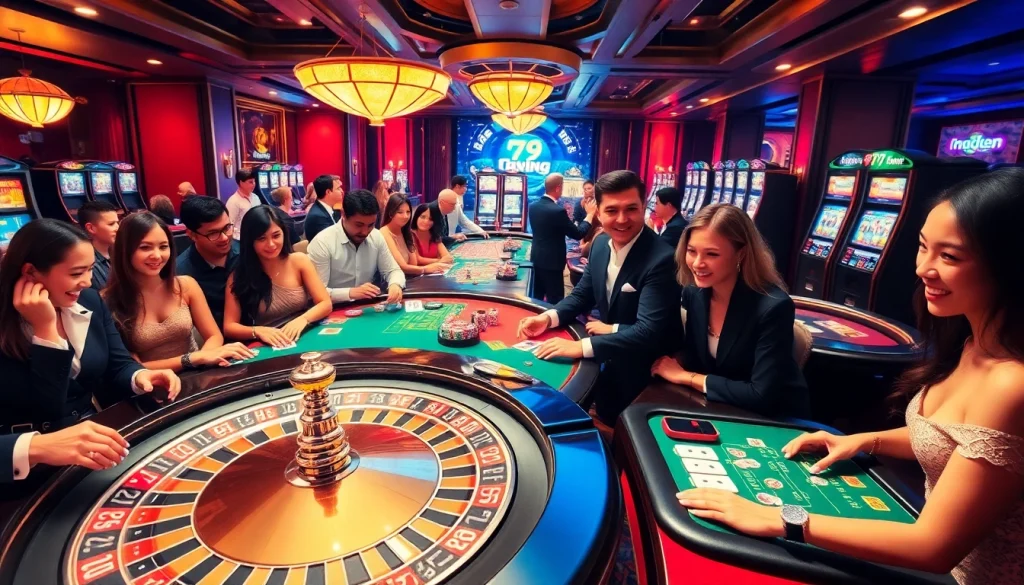 Experience the thrill of gambling action at https://79king.party/ with dynamic casino tables and vibrant poker chips.
