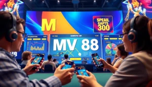 The MV88 platform interface showcasing online gaming with vibrant colors and dynamic features.