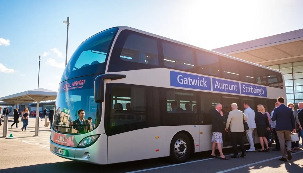 Shuttle bus at Gatwick Airport enabling seamless travel for passengers.