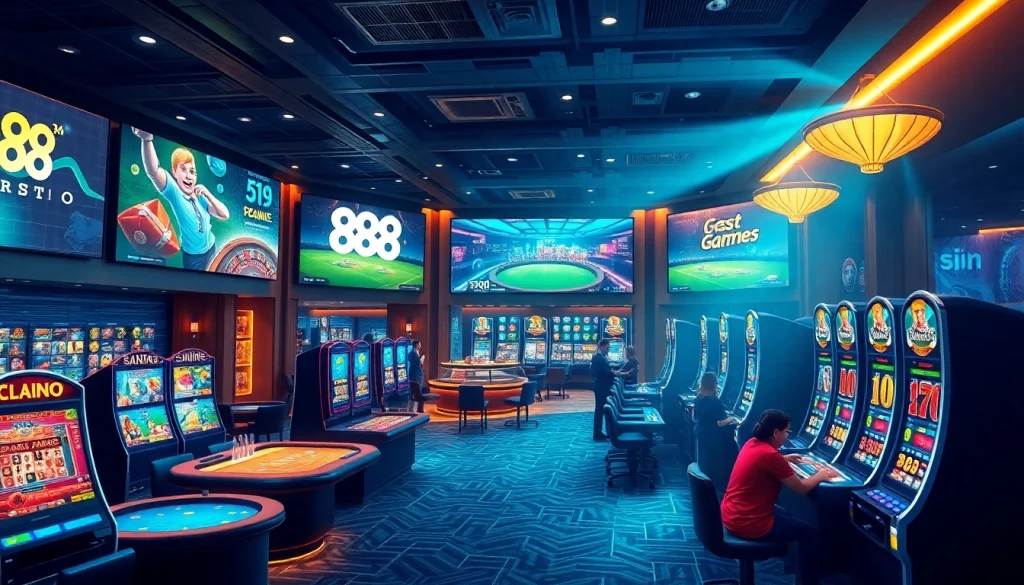 Exciting online gaming experience at 888new platform showcasing various games in a modern casino setting.
