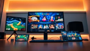 Experience the excitement of TV88, showcasing an engaging online gaming interface with vibrant colors and secure features.