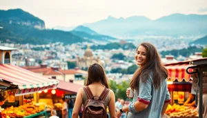 Enjoy the sights and flavors at https://travelvixta.com with a young couple amidst lively street vendors.