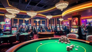 KJC AC 1 casino atmosphere featuring intense card games, roulette wheels, and players enjoying memorable gambling experiences.