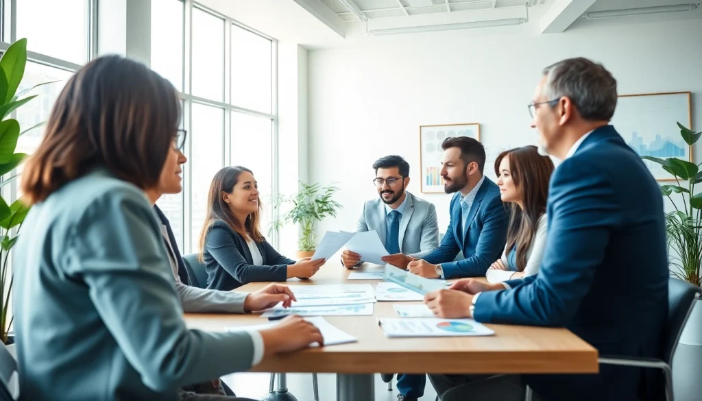 Engaging financial advisor San Antonio guiding clients in a modern office.
