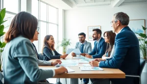 Engaging financial advisor San Antonio guiding clients in a modern office.
