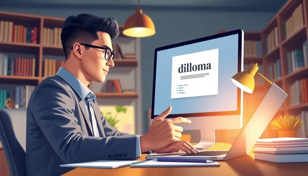 Engaged student exploring Diploma kopen hbo online in a professional study environment.