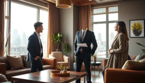 Helping clients navigate Real Estate options with a professional agent in a bright office setting