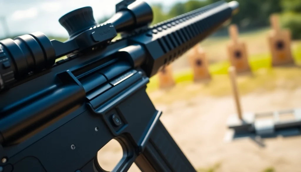 Highlight the Alamo trigger with precision engineering and metallic sheen against an outdoor backdrop.