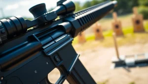 Highlight the Alamo trigger with precision engineering and metallic sheen against an outdoor backdrop.