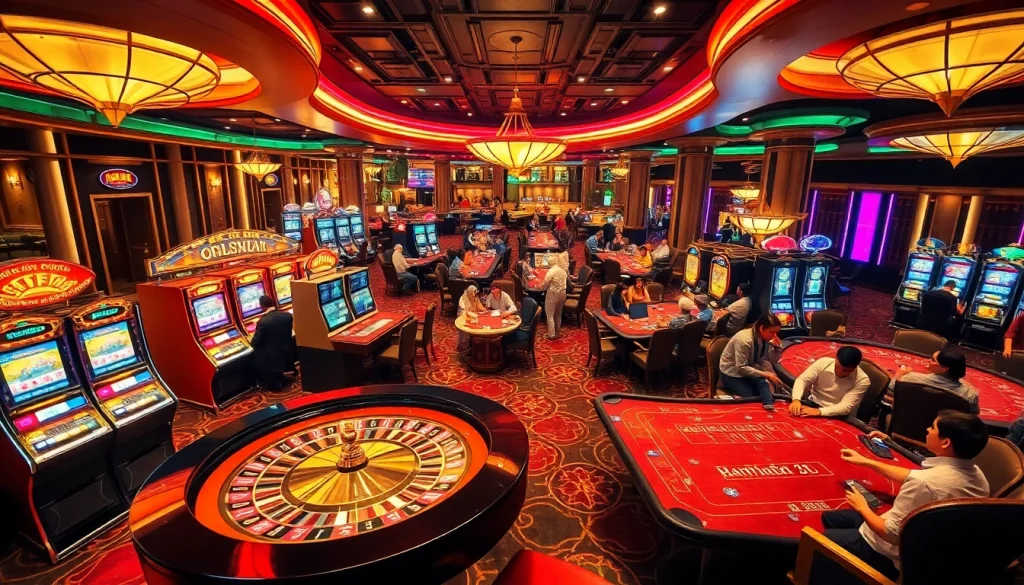 Experience the excitement at Trang chủ luck8 with vibrant casino tables, engaging players, and elegant gaming environments.