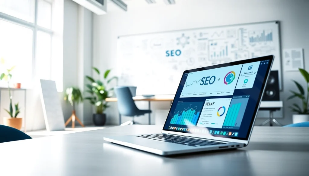 Visual of a professional digital workspace focused on SEO strategies.