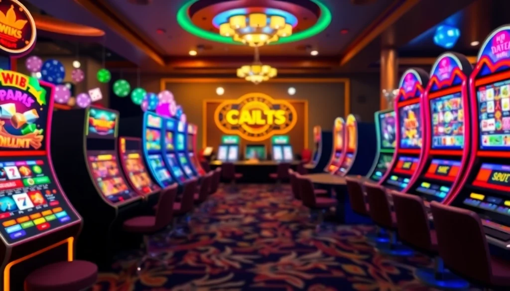 Engaging online 슬롯 experience with colorful slot machines in a vibrant casino setting.
