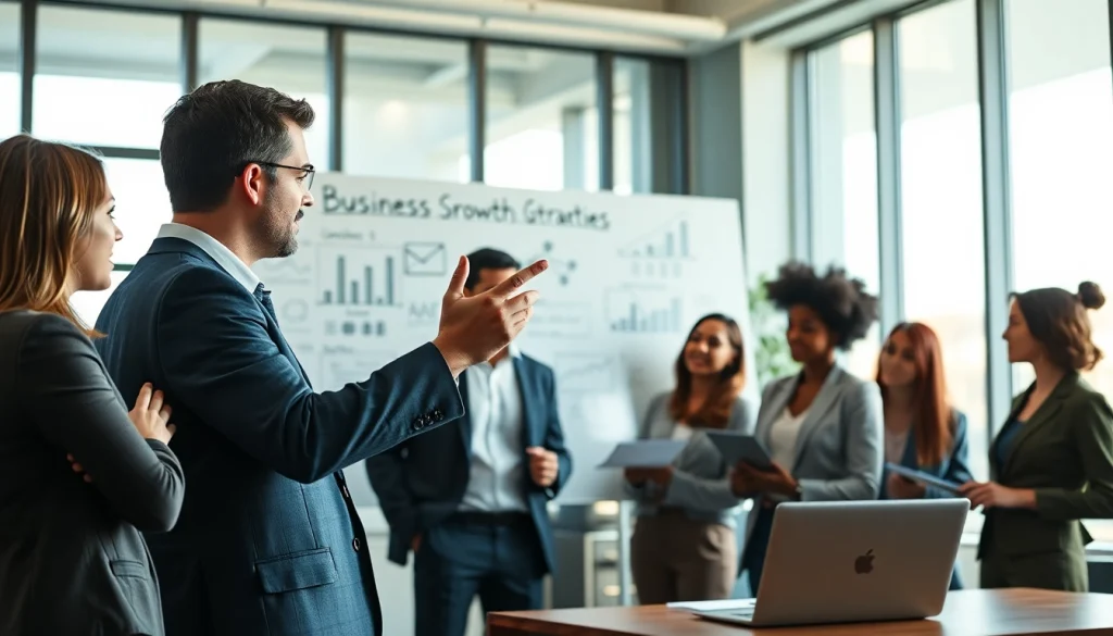 Engaging business coach Los Angeles guiding a team in a collaborative strategy session.