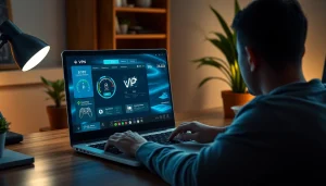 快连VPN interface showcased on a laptop during an exciting online gaming session.