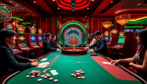 S88VIP players enjoying a thrilling moment at an elegant casino table full of cards and chips.