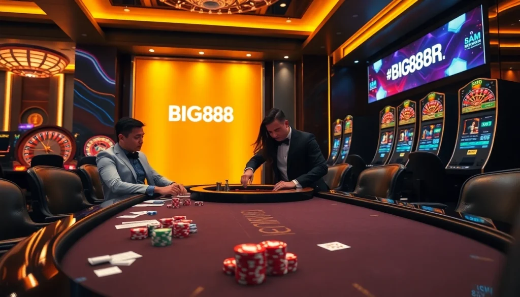 Experience thrilling gameplay at BIG88.BAR with vibrant casino tables and engaging players.