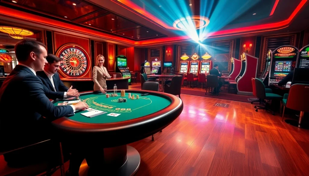 netwin casino scene showcasing an exciting poker game with vibrant chips and digital betting interfaces