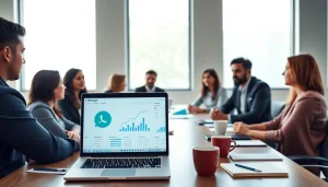 Explain What is a CRM for WhatsApp with a professional team in a modern office setting.