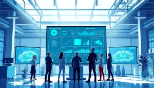 Enhance your AI testing with https://benchbot.ai showcasing diverse professionals collaborating in a modern office.