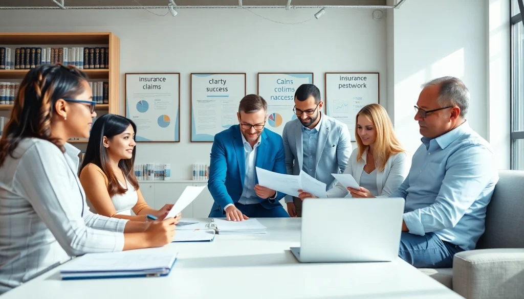 Guide to Insurance Claims Help, showcasing a professional team advising a client.