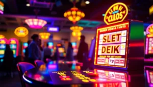 Menarik perhatian dengan slot depo 1k dan mesin slot yang penuh warna di meja kasino.