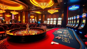 Experience thrilling gambling action at RR88 with vibrant casino games and engaged players.