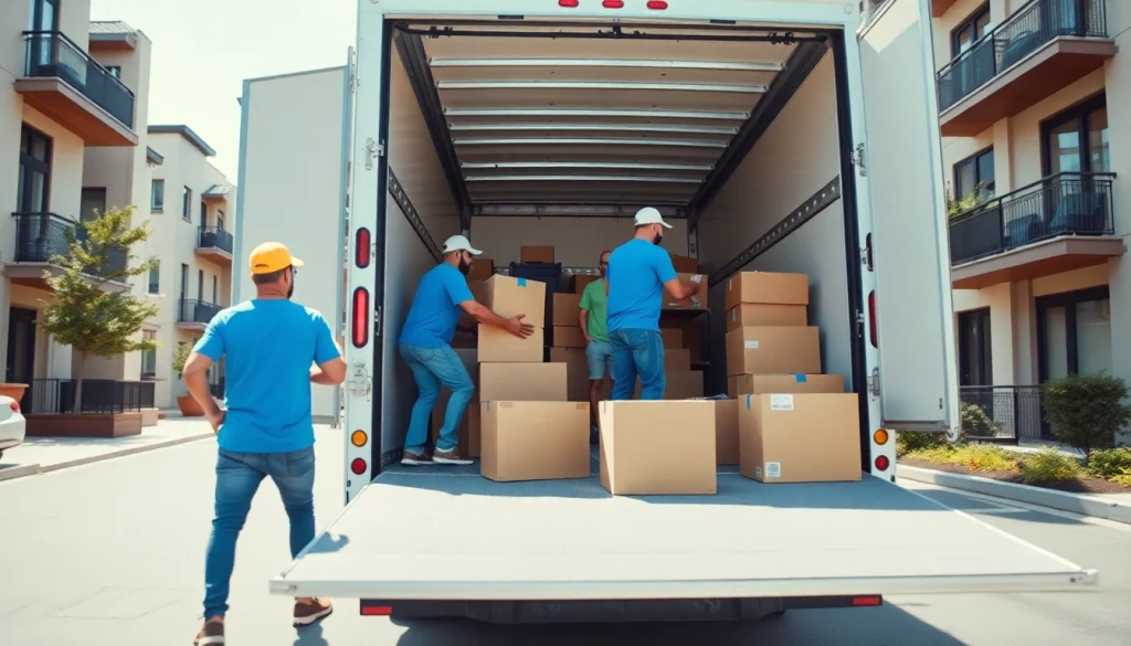 Experienced team providing moving services edmonton in a bright urban setting.