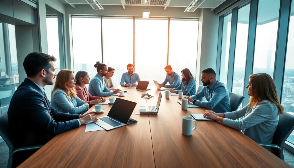 Empowering business professionals collaborating in a modern conference room