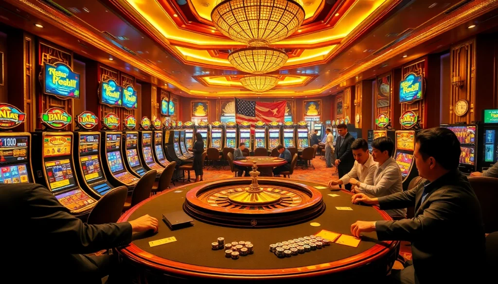 Nếu như vậy bám vào đây guides players at a vibrant casino showcasing luxury and high-stakes gambling excitement.