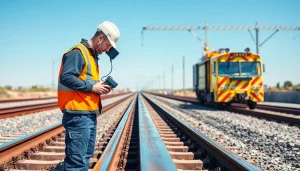Technician performing Track Inpection on railway tracks to ensure safety and quality.