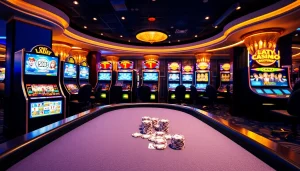 Experience thrilling gameplay at nhà cái god55 with casino tables and vibrant slot machines.