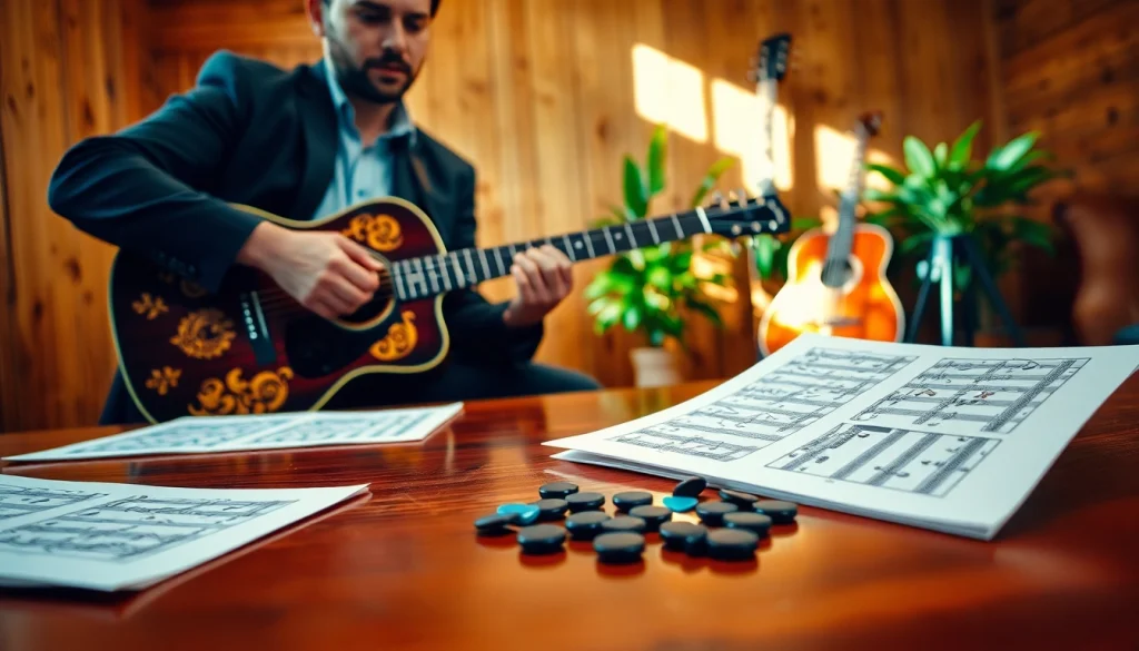 Engaging guitar practice session featuring https://guitarlessons.co.uk resources for learners.