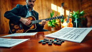 Engaging guitar practice session featuring https://guitarlessons.co.uk resources for learners.