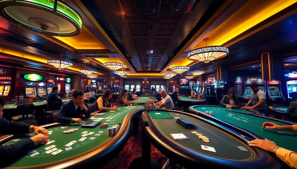 Discover the vibrant casino atmosphere at https://casinodeets.com with gaming tables and players in action.