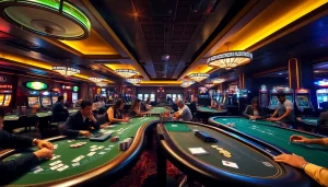 Discover the vibrant casino atmosphere at https://casinodeets.com with gaming tables and players in action.