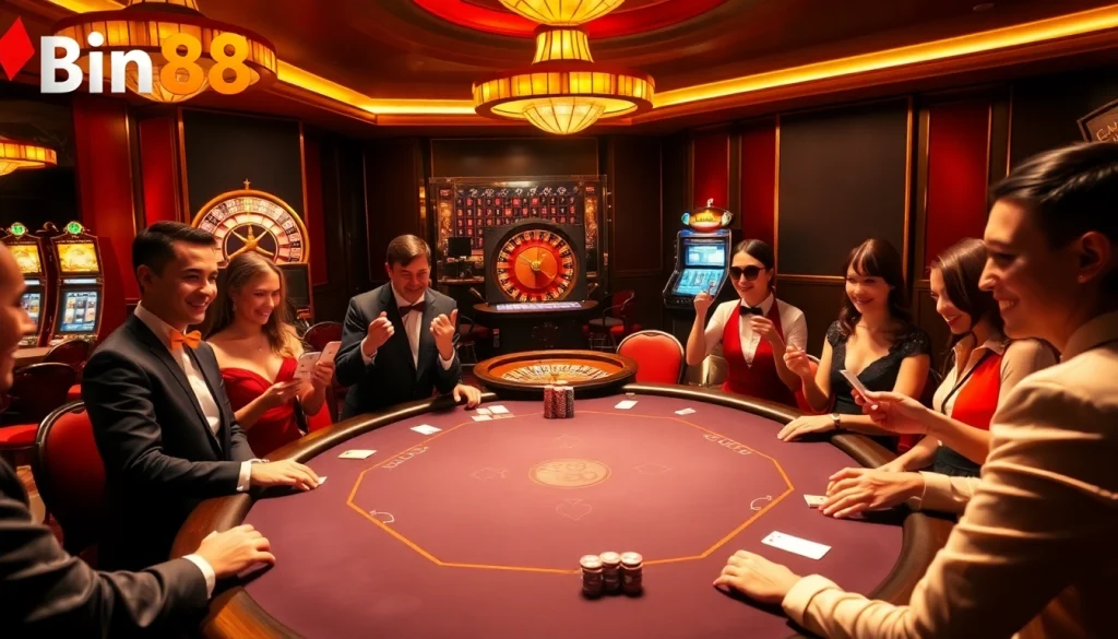 Experience thrilling gameplay at Bin88 with elegant casino tables and exciting stakes.