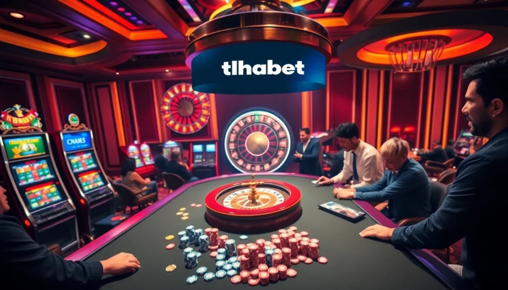 Thabet gaming experience at a luxurious casino with poker chips and slot machines.