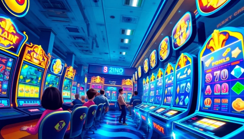 Adegan permainan online Birutoto yang seru dengan warna-warni cerah dan visual dinamis