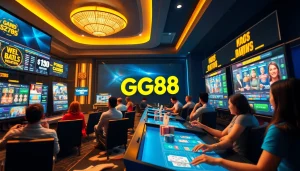 Engaging scene at Nhà cái GG88 showcasing players enjoying various online casino games.