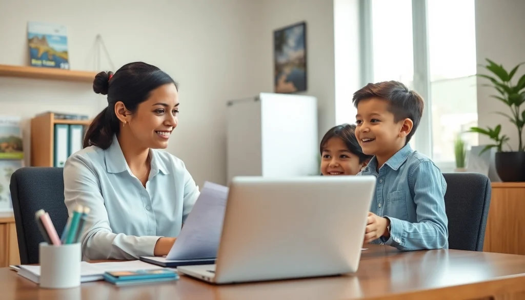 Guide clients through the esta application process in a welcoming office setting.