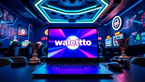 Permainan slot walettoto dalam suasana gaming yang modern dan energik.
