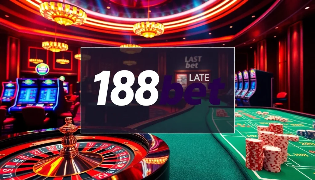 Experience the thrill of gambling with 188bet's vibrant casino scene featuring roulette and slots.